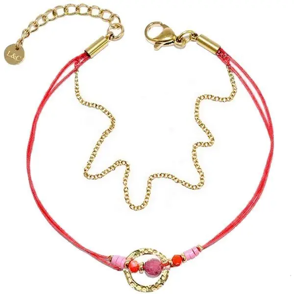 Soldes Bracelet pour femme - Pierres minérale - Rouge & doré