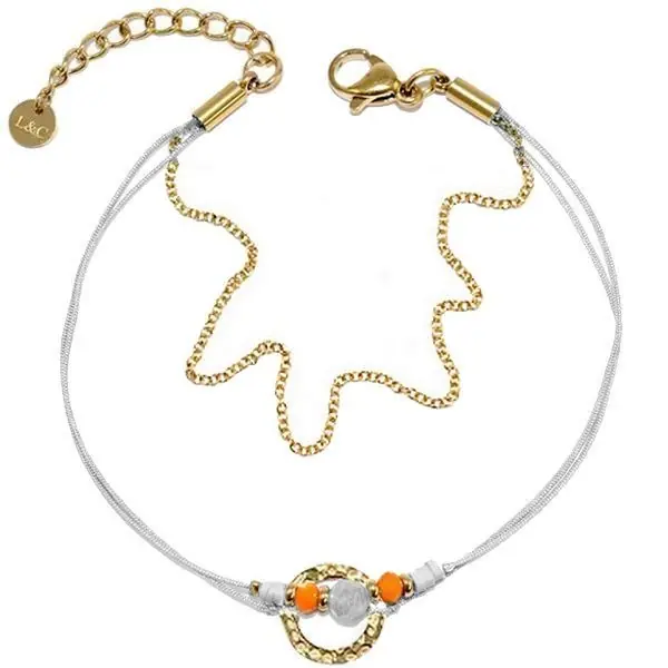 Paiement Sécurisé Bracelet pour femme - Pierres minérale - Gris & doré