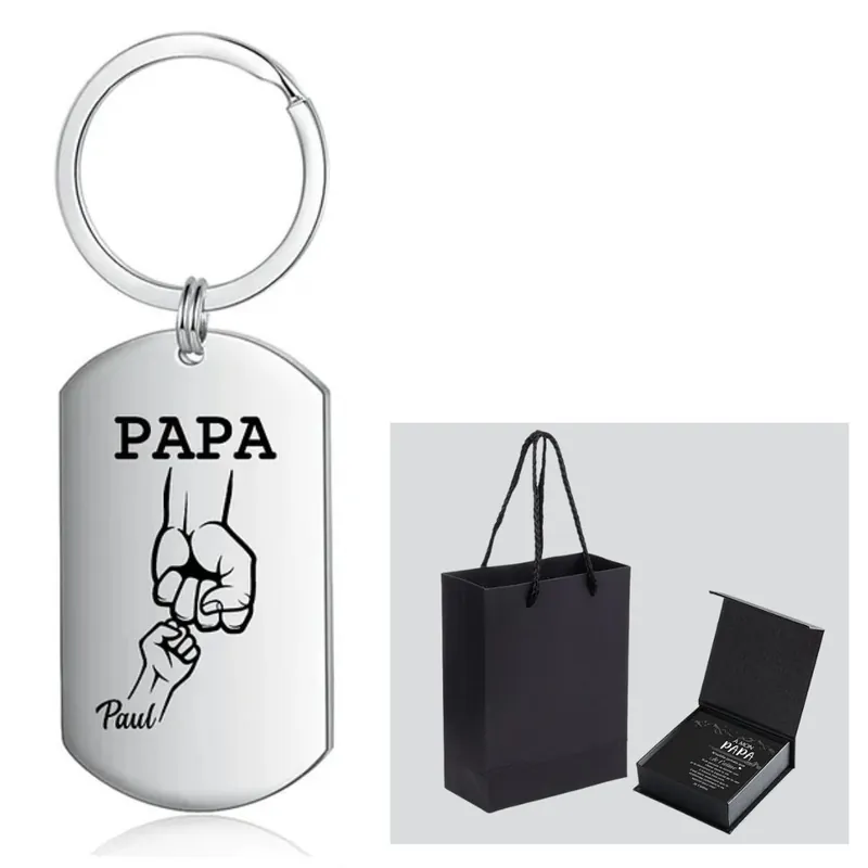 Petit Prix À mon Papa - Combinaison de Bracelet et Porte-Clés Poings 1 Prénom Personnalisé