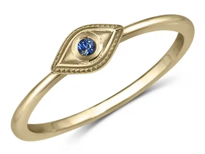Bague Ayline Mauvais oeil en or jaune 10k et saphir bleu pour femme Affaire À Saisir