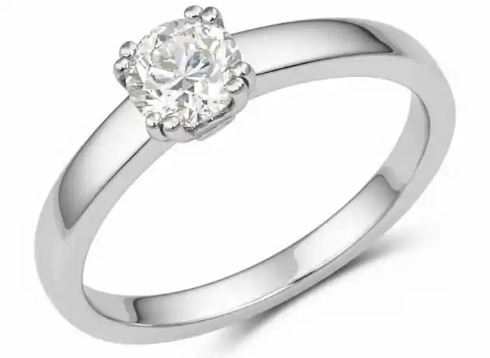 Bague Amboise solitaire diamant lab .50ct griffes doubles et diamants surprises en platine Livraison Gratuite