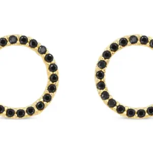 Prix Bas Noira – Boucles d’oreilles cercle 10 mm serties de zircon cubiques noires en or 10K