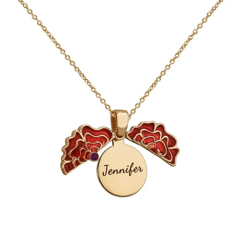 Collier ouvert Rose Prénom Personnalisé Pendentif Dernière Chance