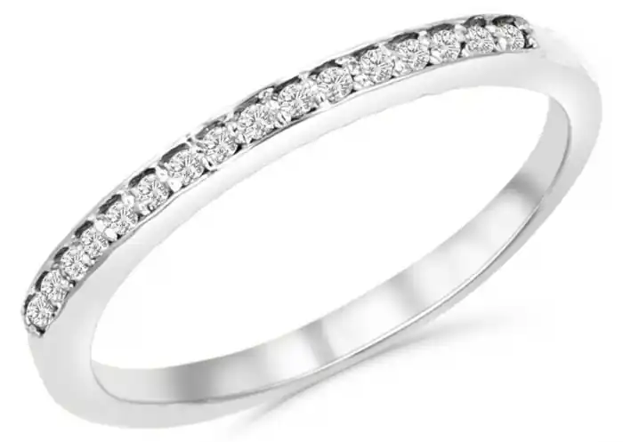 Jonc Petite Romance semi-éternité ondulé 16 diamants en or blanc 14k pour femme Offre Limitée
