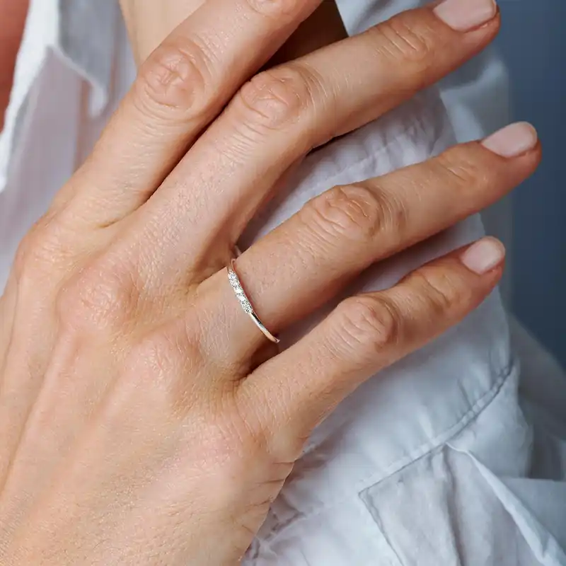 Affaire À Saisir BAGUE ANNEAU Femme En Argent 925 LISSE 5 OXYDES De Zirconium