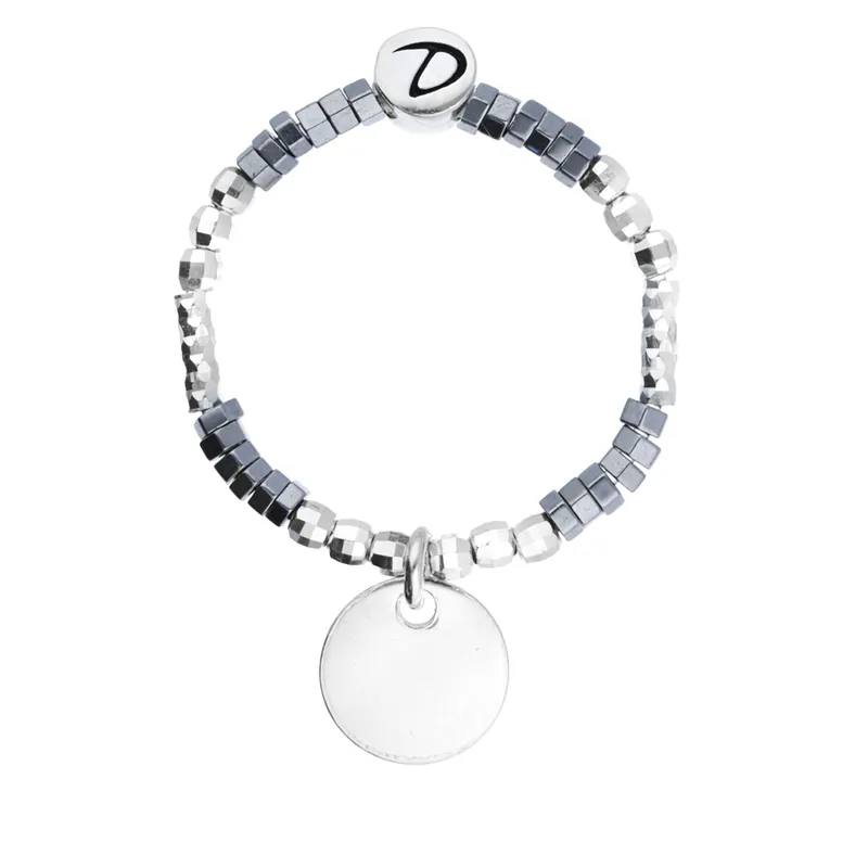 Usine Directe BAGUE ÉLASTIQUE PASTILLE HEMATITE GRISE
