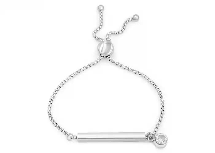 Expédié Aujourd’hui Bracelet reliquaire tube rectangulaire et breloque zircon cubique en acier inoxydable pour femme