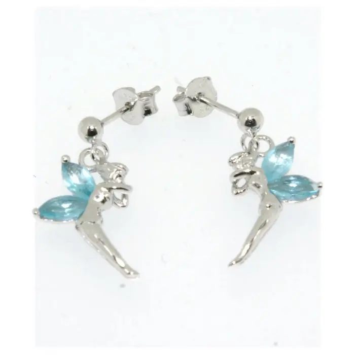 Promotion Boucles d'oreilles argent elfe oxydes bleu