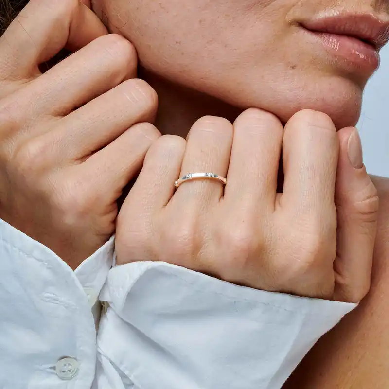 BAGUE ANNEAU 3 OXYDES BLANCS Promotion