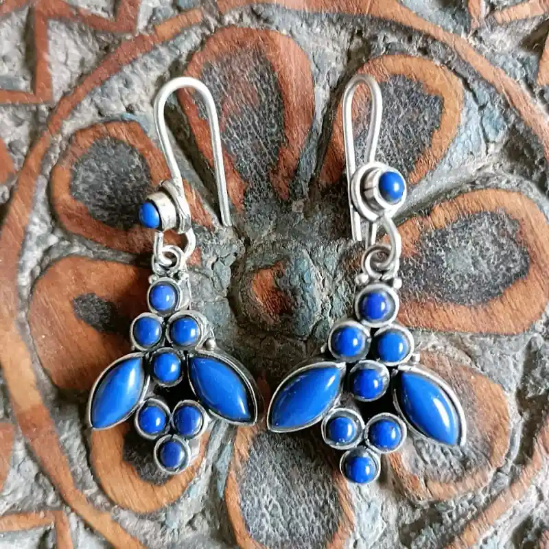 Boucles d'oreilles argent 10 pierres en lapis lazuli Dernière Chance