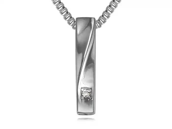 Pendentif reliquaire pour cendre en barre design vague serti d'un zircon en acier inoxydable avec chaîne boîte Livraison Mondiale