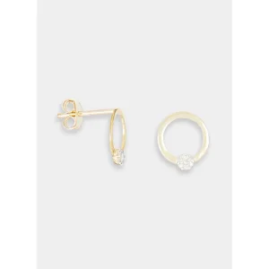 Prix Promo Boucles d'oreilles Or Jaune 375/1000 Diamant 0,03/14