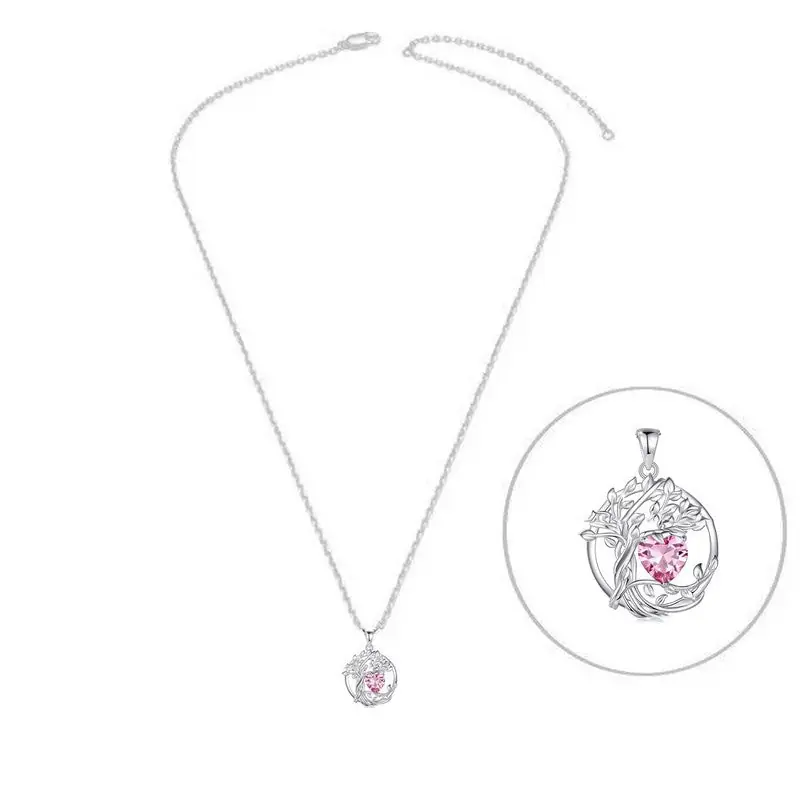 Achetez Aujourd’hui Collier argent 925 Arbre de vie avec cœur rose Lou