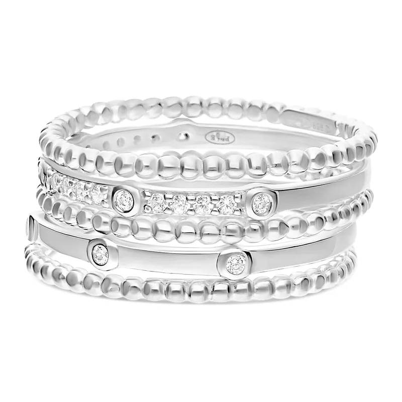 BAGUE En Argent 925 5 ANNEAUX HOLLYWOOD Quantité Limitée