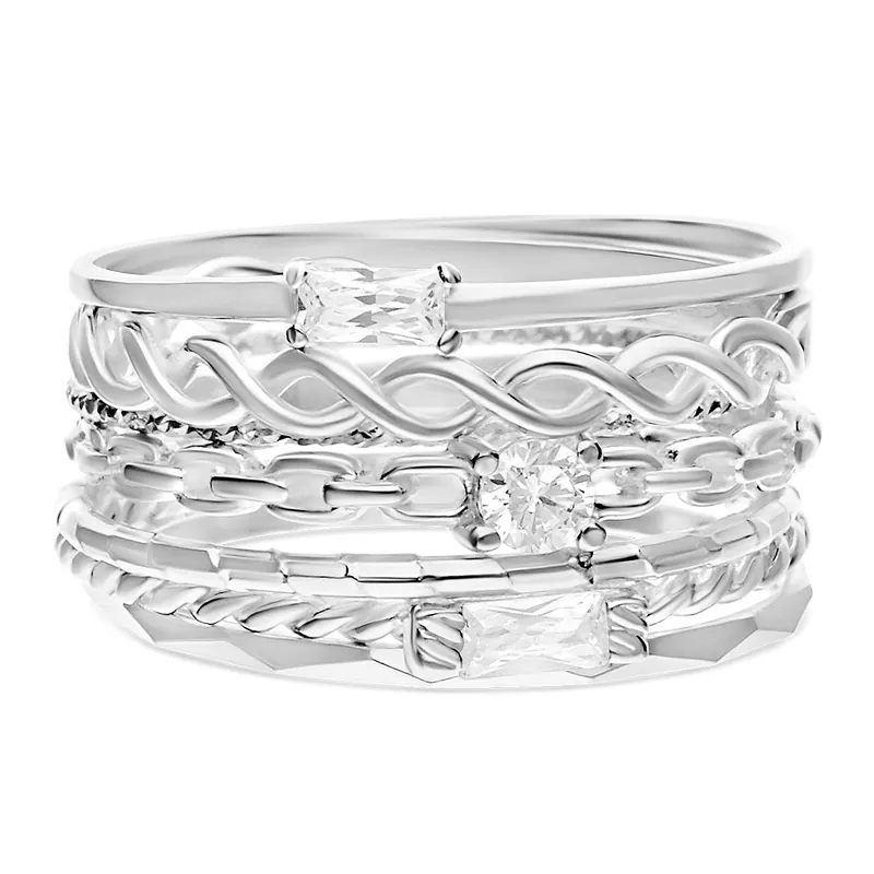 BAGUE En Argent 925 MULTI-ANNEAUX SANTA MONICA Authentique