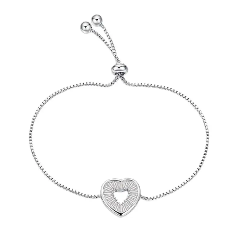 Vente Flash Bracelet rhodié pour femme chaîne avec breloque cœur