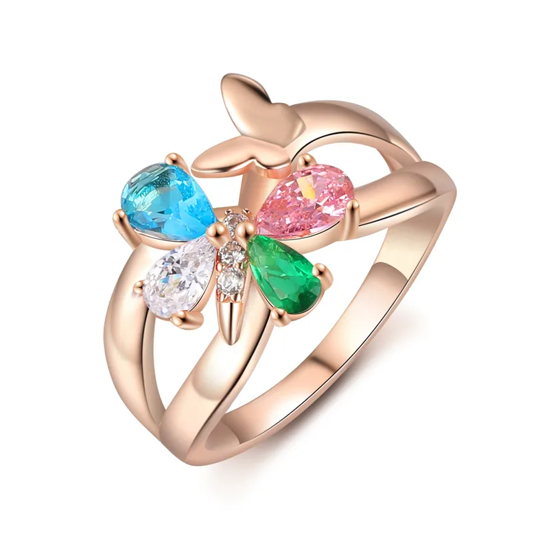 Bague Papillon Personnalisé 3 Prénom avec 3 Pierre de Naissance Paiement Sécurisé