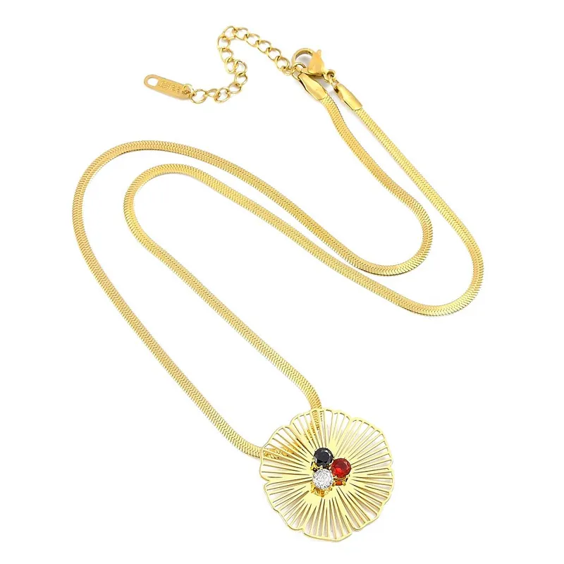 Collier acier inoxydable chaîne maille serpent pendentif avec oxydes colorés Meilleure Qualité