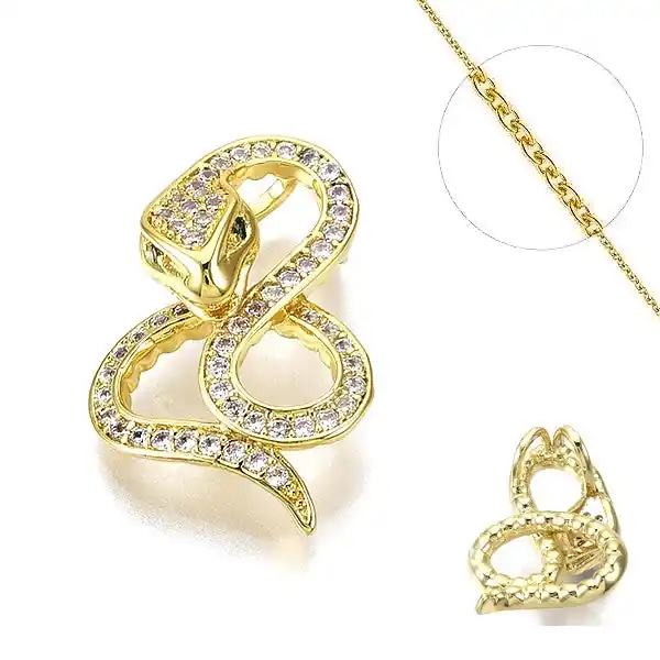 Garantie Incluse Collier chaine et pendentif zircon cubique serpent 2