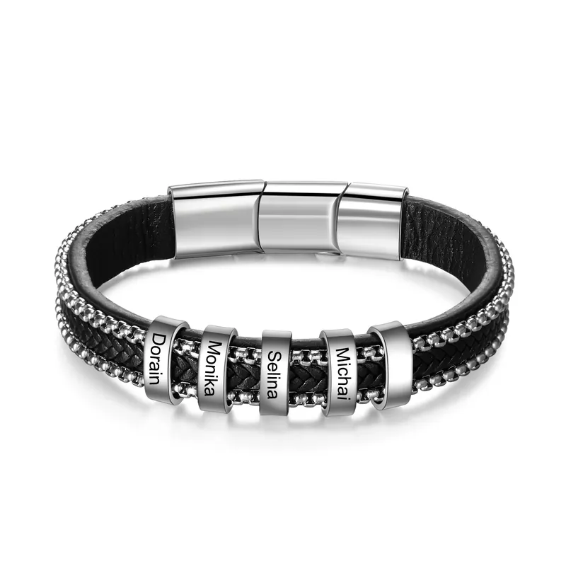 Prix Bas Bracelet Cuir tressé 4 Prénom Personnalisé Bracelet Homme