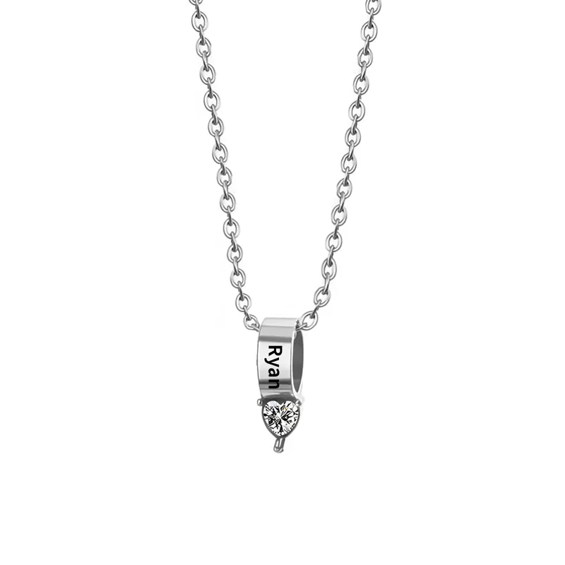 Prix Réduit Collier Pendentif Cœur 1 Prénom et Pierre de Naissance Personnalisés Collier Femmes