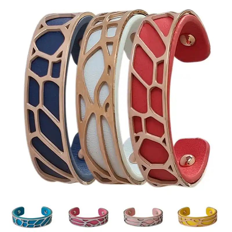 Haute Qualité Bracelet pour femme - Acier inoxydable - cuir disponible en différentes couleurs