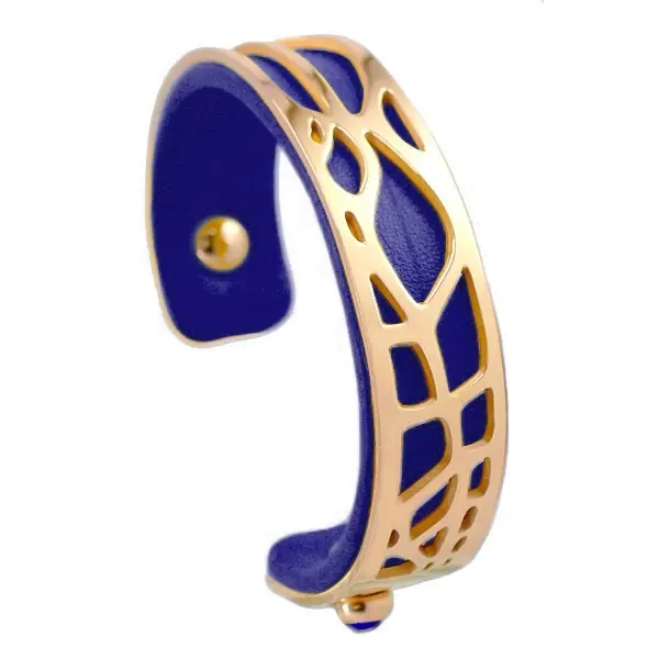 Bracelet pour femme - Acier inoxydable - cuir marine En Vogue