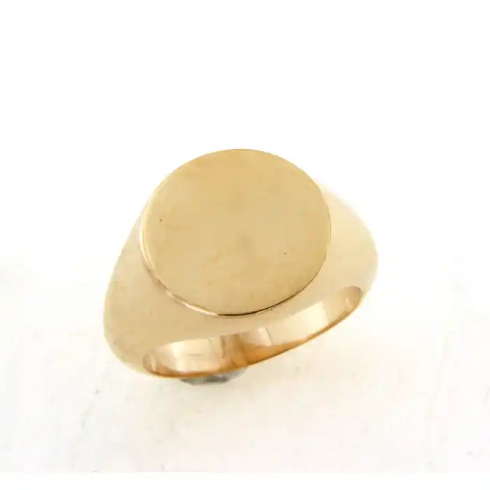 Soldes Chevaliere homme de forme ronde en plaqué or - D'or et d'argent