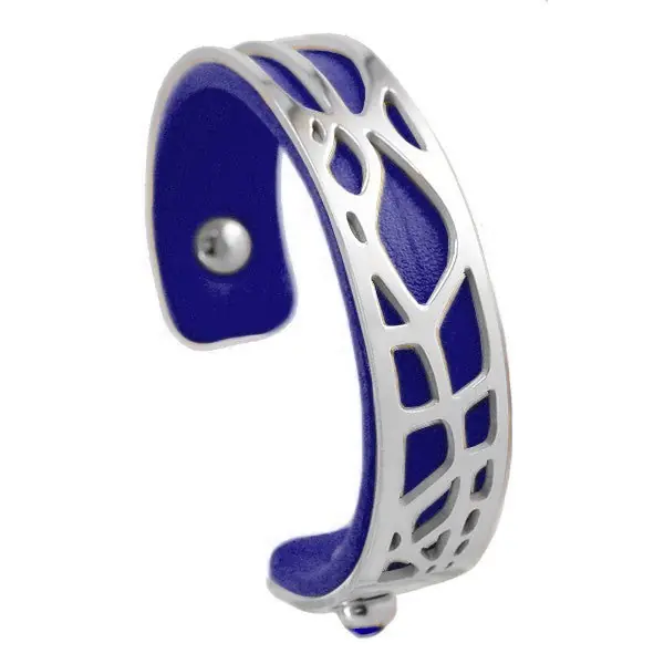 Bracelet pour femme - Acier inoxydable - cuir marine Tendance