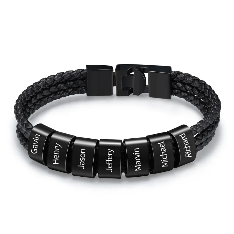 Bracelet Cuir tressé 7 Prénom Personnalisé Bracelet Homme Nouvel Arrivage