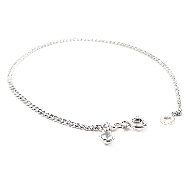 Commander Maintenant Bracelet rhodié pour femme chaîne avec breloque blanc
