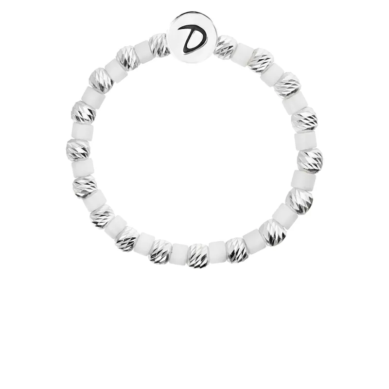 Quantité Limitée BAGUE ELASTIQUE FACETTÉE MIYUKI BLANC