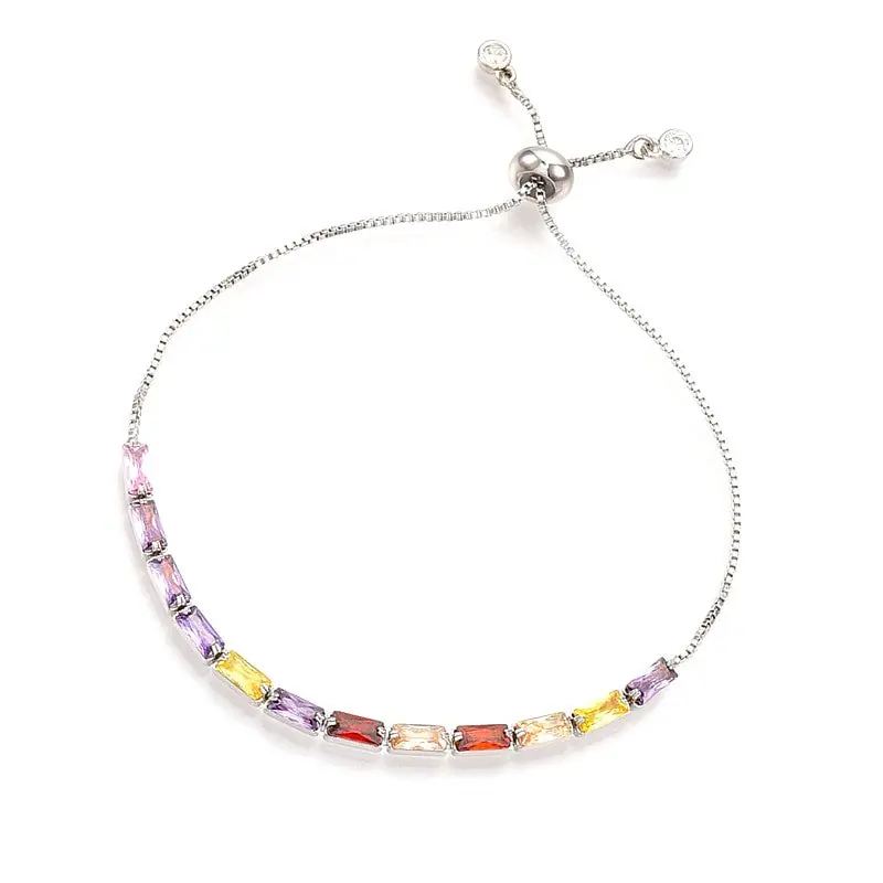 Bracelet rhodié souple fin pour femme zirconium couleurs Livraison Express