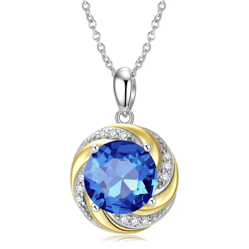 Achat Immédiat Collier Cristal Saphir en Argent 925 pour femme