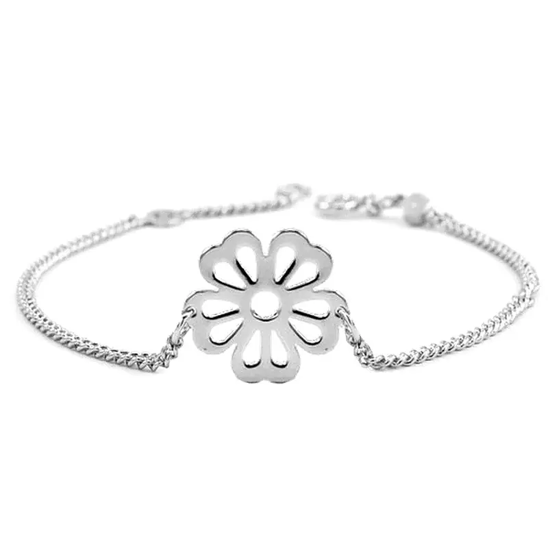 Bracelet rhodié souple pour femme forme rosace Offre Spéciale