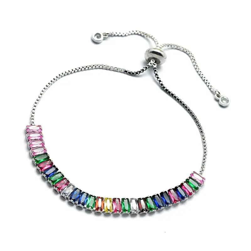 Livraison Express Bracelet rhodié souple pour femme zirconium couleurs