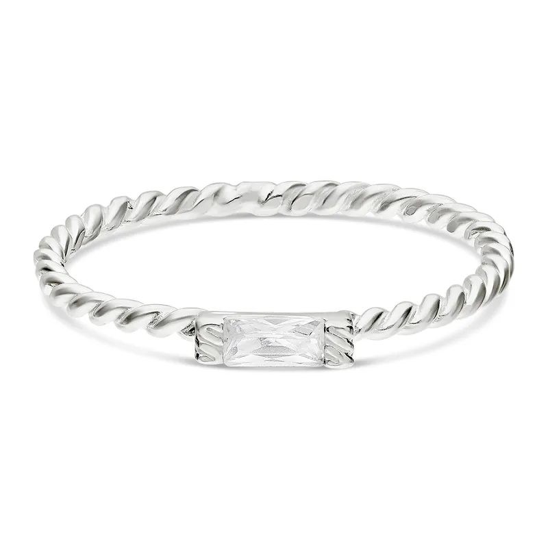 Prix Réduit BAGUE FINE TORSADÉE RECTANGLE EN OXYDE