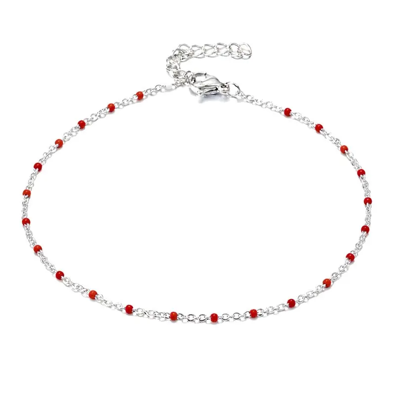 Bon Marché Chaîne de cheville acier inoxydable émaillé rouge
