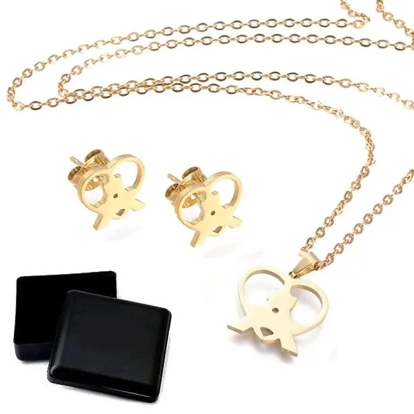 Coffret cadeau pour femme - Ensemble collier & Boucles d'oreilles coeur tour Eiffel Petit Prix