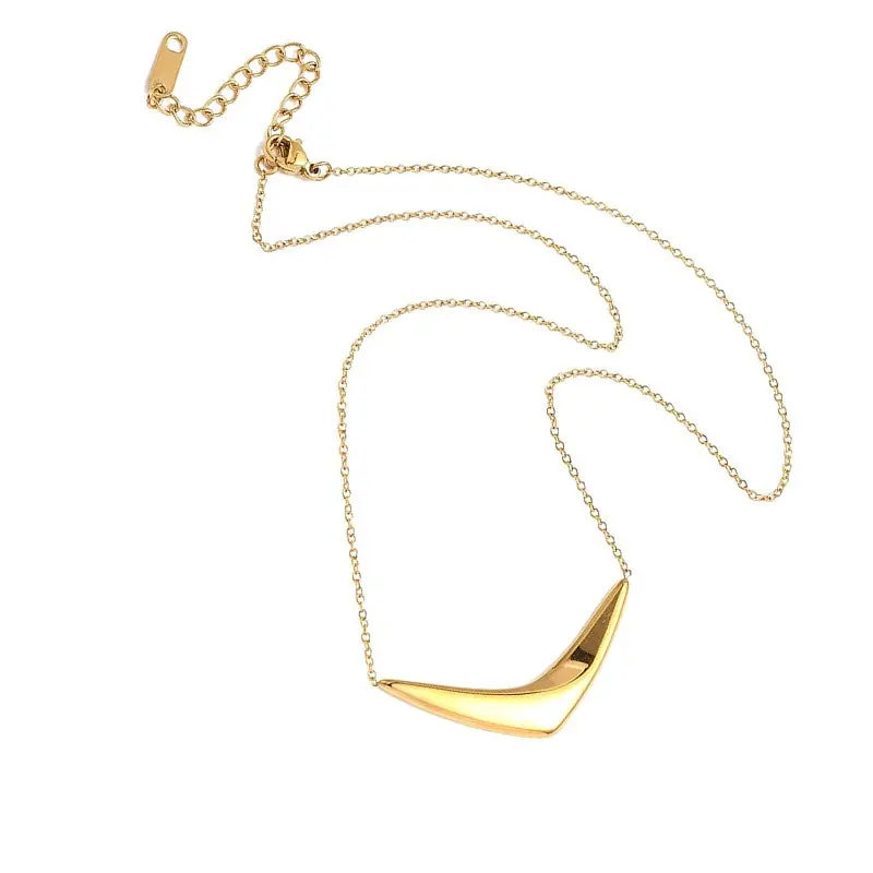 Collier acier inoxydable chaîne et pendentif V Vente Directe
