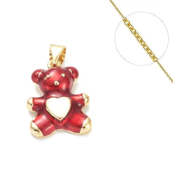 Meilleure Vente Collier chaine et pendentif enfant ourson rouge