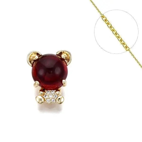 Livraison Gratuite Collier chaine et pendentif ours rouge