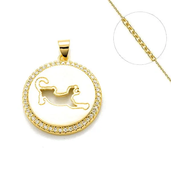 Collier chaine et pendentif zircon cubique ajouré léopard Dernier Modèle