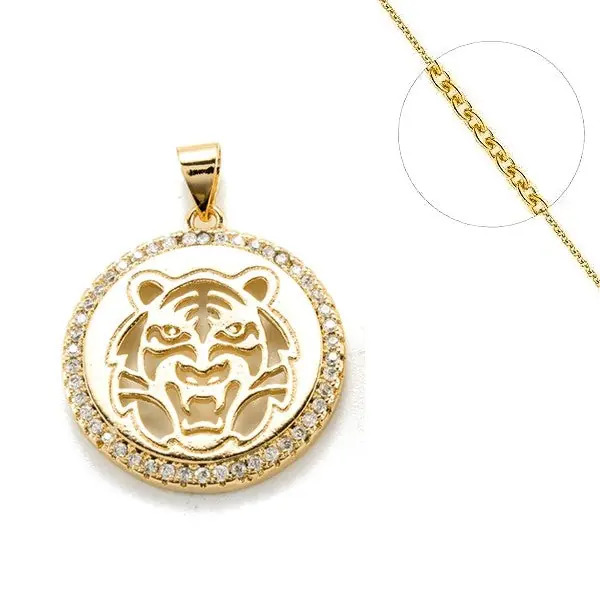 Collier chaine et pendentif zircon cubique ajouré lion 2 Paiement Sécurisé