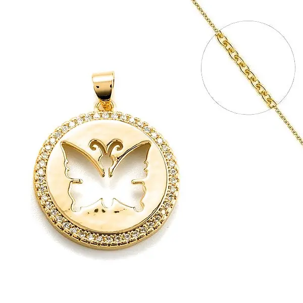 Meilleure Vente Collier chaine et pendentif zircon cubique ajouré papillon