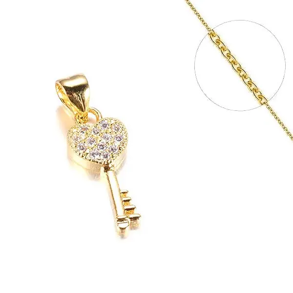 Collier chaine et pendentif zircon cubique clé Produit De Marque