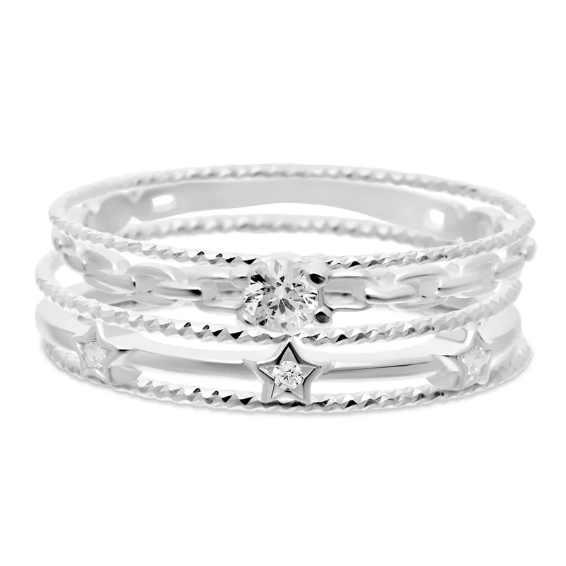 BAGUE COMPOSITION DE 5 ANNEAUX Argent 925 Bon Plan