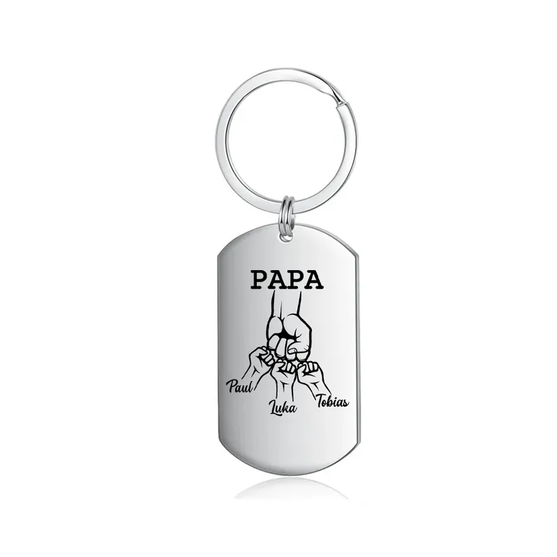Nouvel Arrivage À mon Papa - Combinaison de Bracelet et Porte-Clés Poings 3 Prénoms Personnalisé