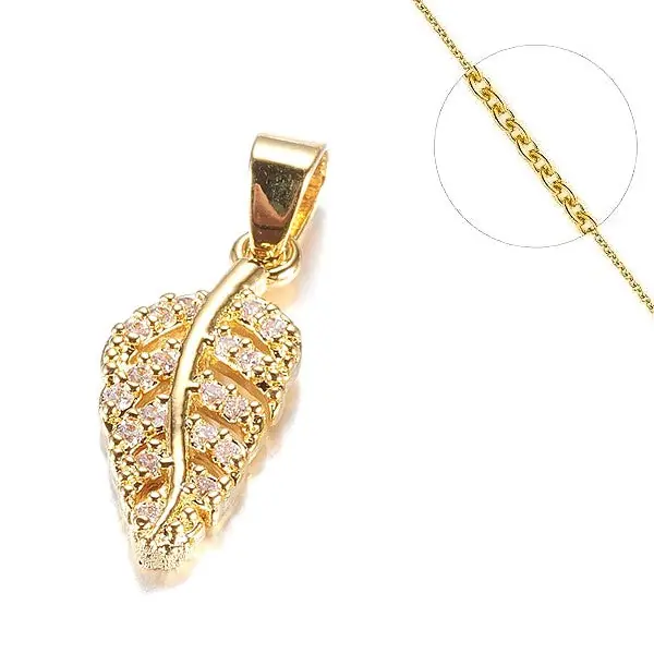 Collier chaine et pendentif zircon cubique feuille Must-Have