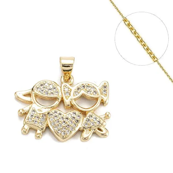 Collier chaine et pendentif zircon cubique garçon et fille Livraison Express